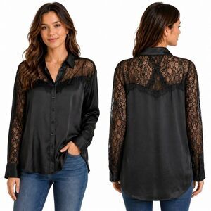 Apricot Lace Button Blouse M